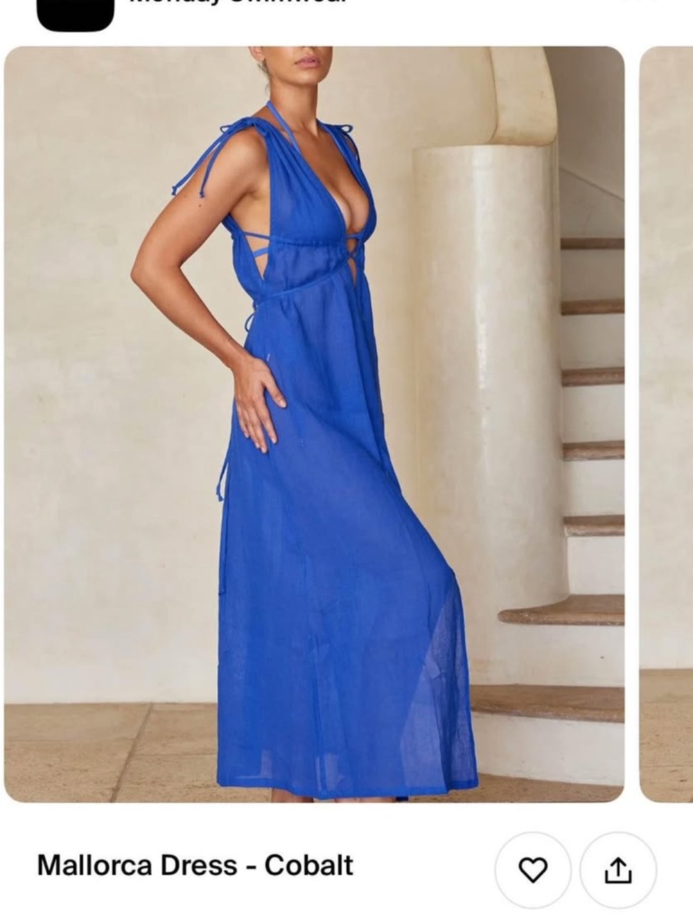 Monday Swimware - Cobalt Blue Sheer Maxi Beach Dress